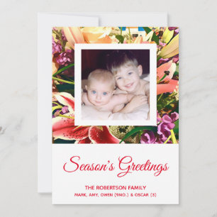 Season’s Greetings Mixed Flower Bouquet Xmas Card