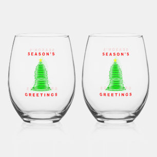 Season’s Greetings Stemless Wine Glass Set