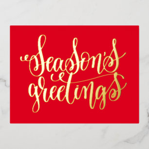 Season’s Greetings - typography Foil Holiday Postcard