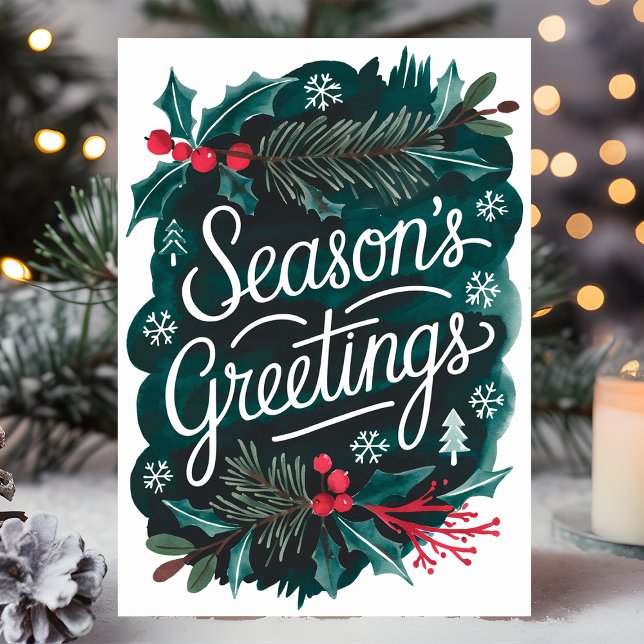 Season’s Greetings Watercolor Christmas Holiday Card (Creator Uploaded)