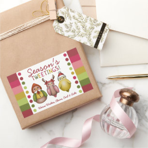 Season’s Tweetings - Cute Whimsical Bird Holiday  Rectangular Sticker
