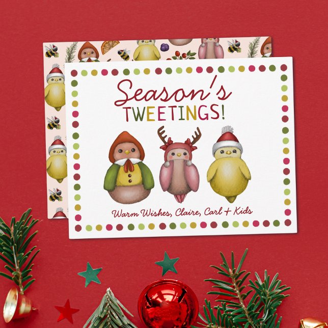 Season’s Tweetings - Whimsical Bird Holiday Card (Creator Uploaded)