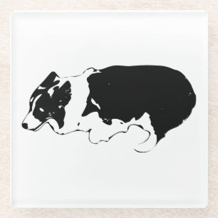 Season set with corgi charm glass coaster