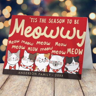 Season to be Meowwy Funny Cute Cats Caroling Holiday Card