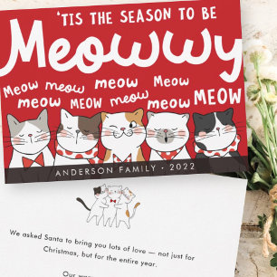 Season to be Meowwy Funny Cute Cats Caroling Holiday Card