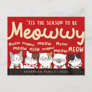 Season to be Meowwy Funny Cute Cats Caroling Postcard