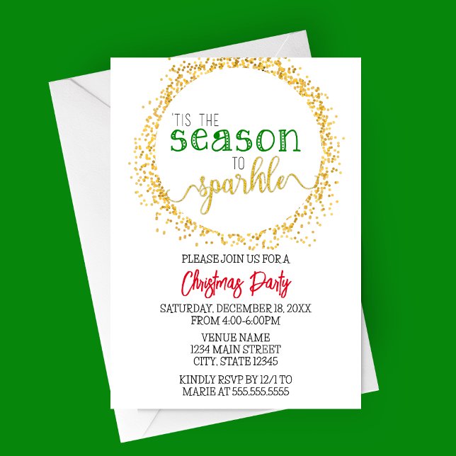 Season to Sparkle Holiday Party Card (Tis the Season to Sparkle Christmas Party Invitation | Holiday Party Invitation )