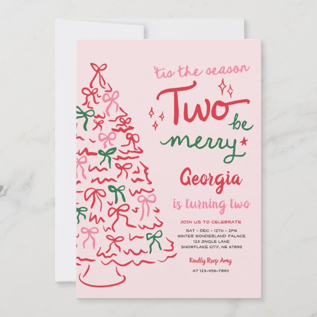Season Two Be Merry Coquette Christmas Birthday Invitation (Front)