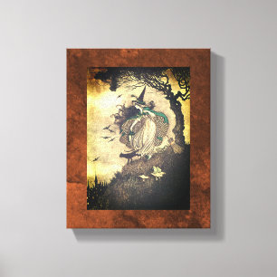Seasonal Autumn/Halloween Witch Canvas Wall Art