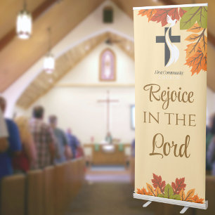 Seasonal Autumn Leaves Thanksgiving Church Retractable Banner