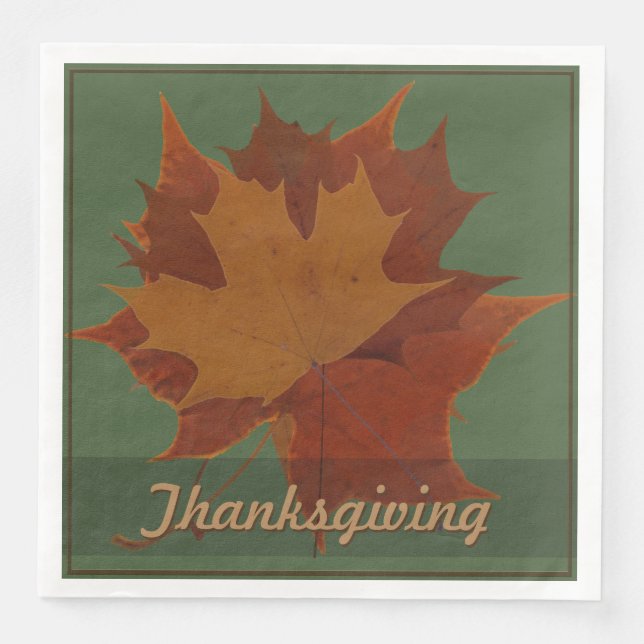 Seasonal Autumn Leaves Thanksgiving Custom Text Napkin (Front)