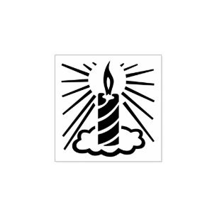Seasonal Burning Candle Light Decor Rubber Stamp