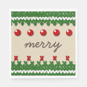 Seasonal Christmas Knitted Decor with Custom Text Napkin