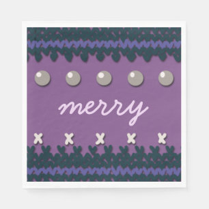 Seasonal Christmas Knitted Decor with Custom Text Napkin