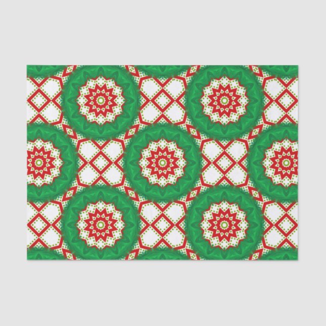 Seasonal Classy Christmas Mosaic Geometric Pattern Tissue Paper (Front)