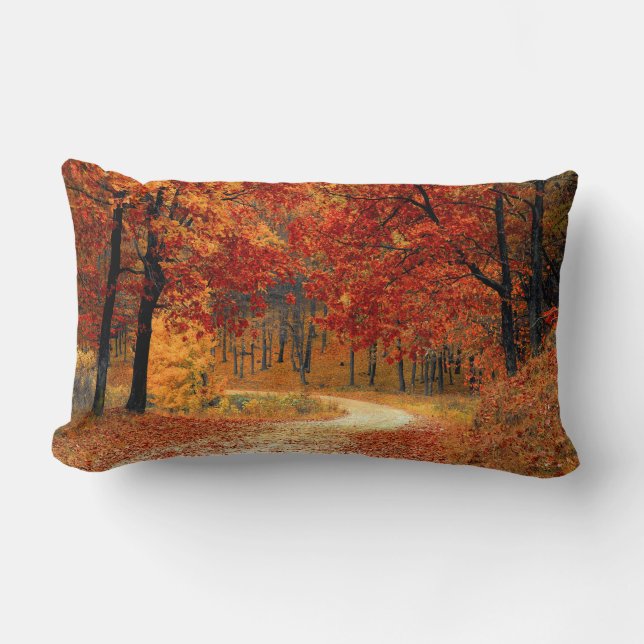 Seasonal colours of Autumn lumbar pillow (Front)