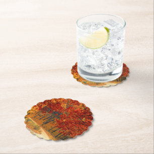 Seasonal colours of autumn paper coaster