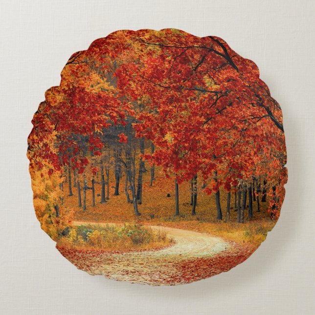Seasonal colours of Autumn Round Cushion (Front)