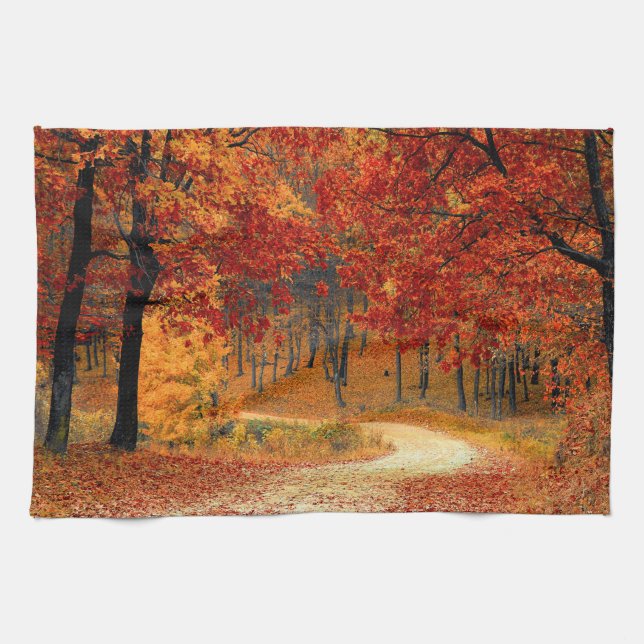 Seasonal colours of Autumn Tea Towel (Horizontal)