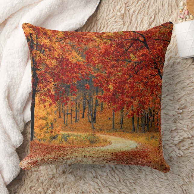Seasonal colours of Autumn Throw Pillow (Blanket)