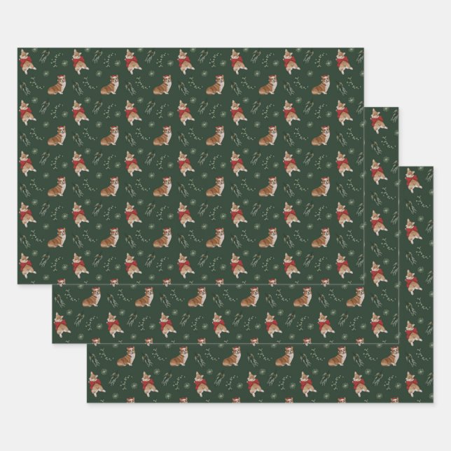 Seasonal Corgi Wrapping Paper (Set)