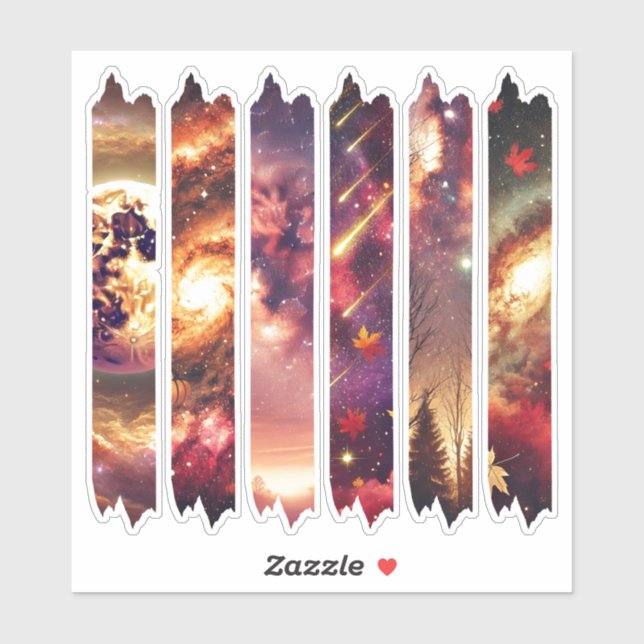 Seasonal Cosmic Fall Washi Tape Planner Stickers (Sheet)