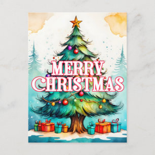 Seasonal Decorative Holiday Christmas Tree Postcard