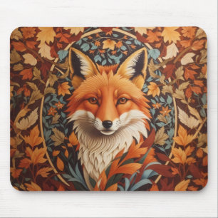 Seasonal Fall Leaves Red Fox Face Mouse Mat