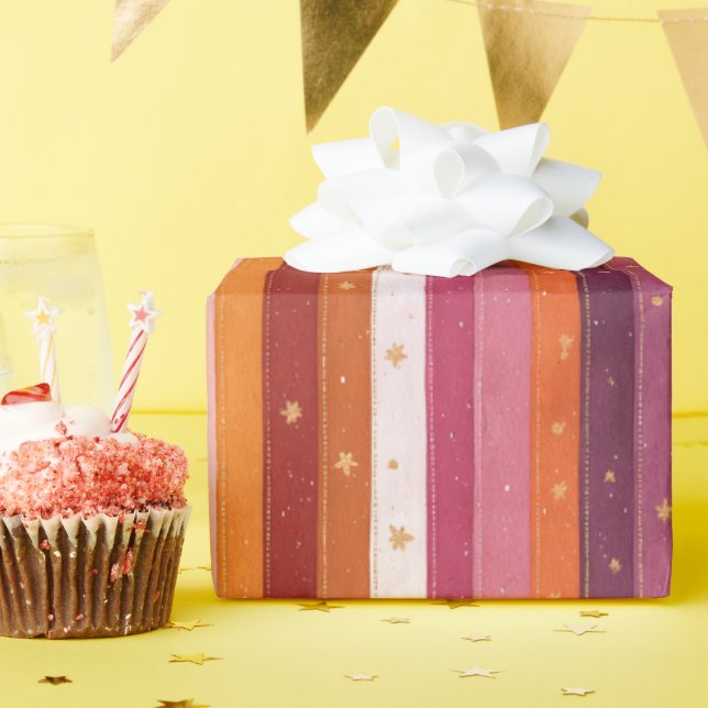 Seasonal Fall Striped  Wrapping Paper (Birthday Party)