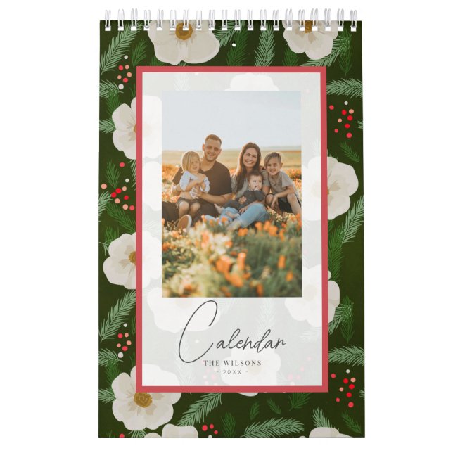 Seasonal Floral Pattern Family Photo Calendar (Cover)