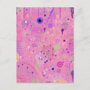 Seasonal Fruit Salad: Abstract Painting Postcard