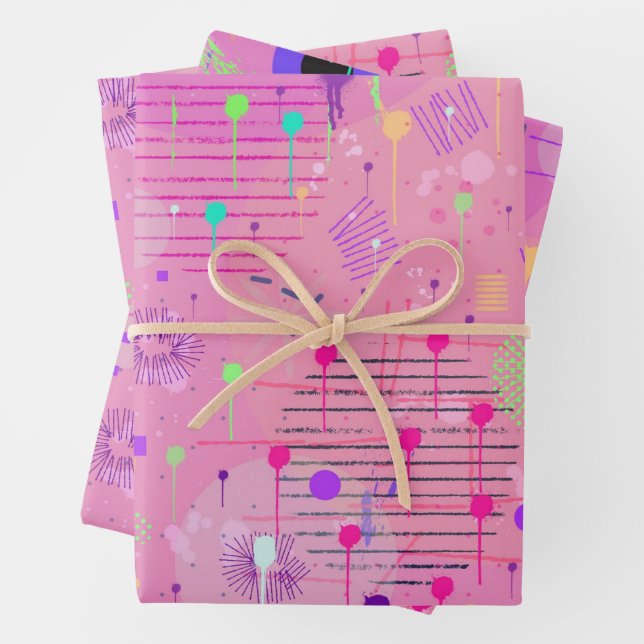 Seasonal Fruit Salad: Abstract Painting Wrapping Paper Sheet (In situ)