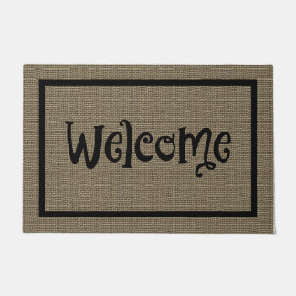 Seasonal Fun Fall Faux Burlap Welcome Mat Large