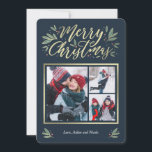 Seasonal Glow 3 Photo Christmas Card<br><div class="desc">Celebrate the season with this modern and stylish card from Berry Berry Sweet. Matching items and more design options are available at our store: www.berryberrysweet.com. Background colour can be customised online to best match your photo!</div>