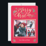 Seasonal Glow 3 Photo Christmas Card<br><div class="desc">Celebrate the season with this modern and stylish card from Berry Berry Sweet. Matching items and more design options are available at our store: www.berryberrysweet.com. Background colour can be customised online to best match your photo!</div>