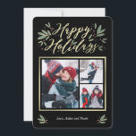 Seasonal Glow Editable Colour 3 Photo Holiday Card<br><div class="desc">Celebrate the season with this modern and stylish card from Berry Berry Sweet. Matching items and more design options are available at our store: www.berryberrysweet.com. Background colour can be customised online to best match your photo!</div>