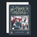 Seasonal Glow Editable Colour 3 Photo Holiday Card<br><div class="desc">Celebrate the season with this modern and stylish card from Berry Berry Sweet. Matching items and more design options are available at our store: www.berryberrysweet.com. Background colour can be customised online to best match your photo!</div>