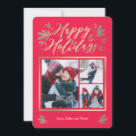 Seasonal Glow Editable Colour 3 Photo Holiday Card<br><div class="desc">Celebrate the season with this modern and stylish card from Berry Berry Sweet. Matching items and more design options are available at our store: www.berryberrysweet.com. Background colour can be customised online to best match your photo!</div>