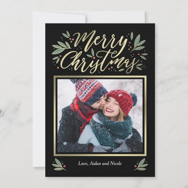 Seasonal Glow Editable Colour Christmas Card (Front)