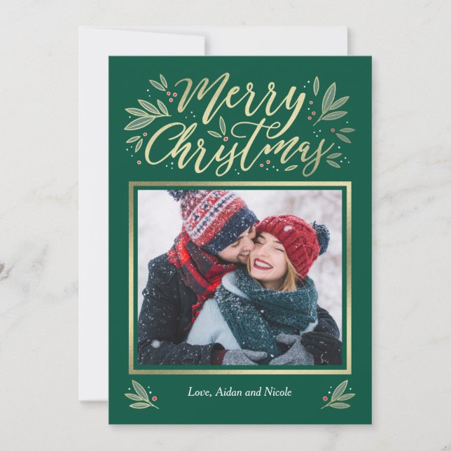 Seasonal Glow Editable Colour Christmas Card (Front)
