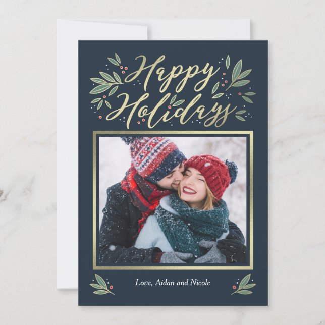 Seasonal Glow Editable Colour Holiday Card (Front)