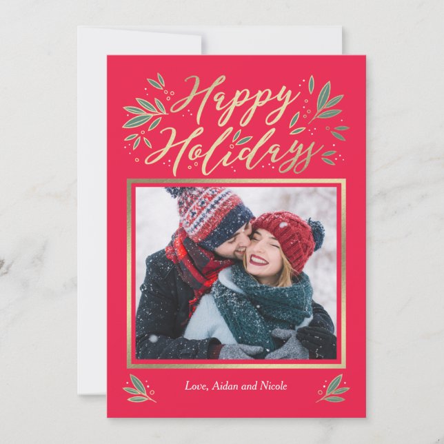 Seasonal Glow Editable Colour Holiday Card (Front)