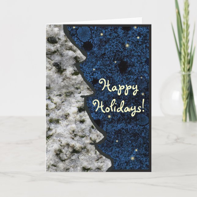 Seasonal Granite Rock Texture Blue Happy Holidays Holiday Card (Front)