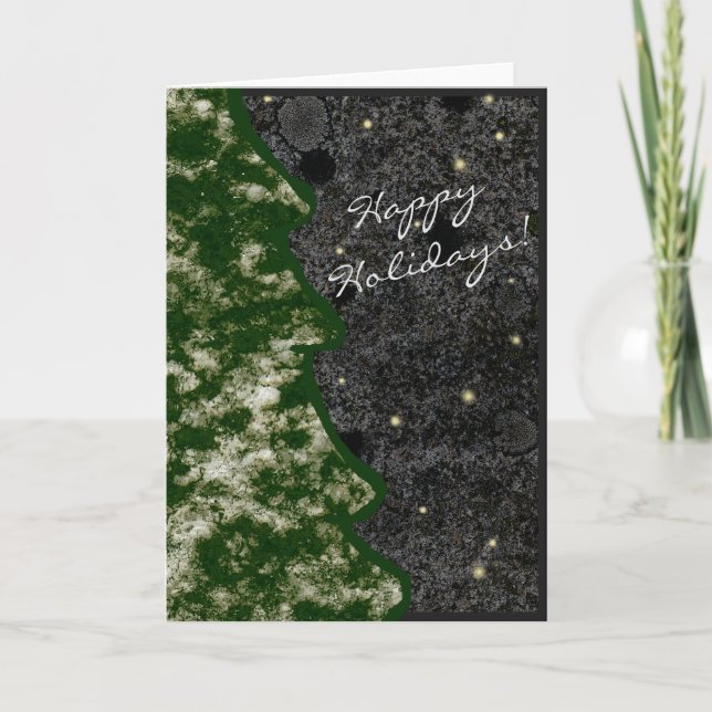 Seasonal Granite Rock Texture Green Happy Holidays Holiday Card (Front)