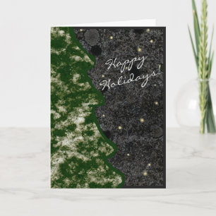Seasonal Granite Rock Texture Green Happy Holidays Holiday Card
