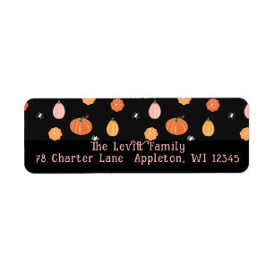 Seasonal Halloween Pumpkins Black Return Address