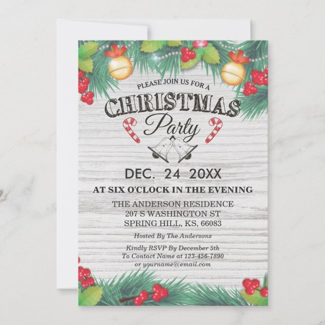 Seasonal Holiday Family Reunion Christmas Party Invitation (Front)