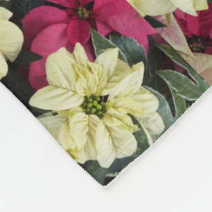 Seasonal Holiday Poinsettias Floral Pattern Fleece Blanket