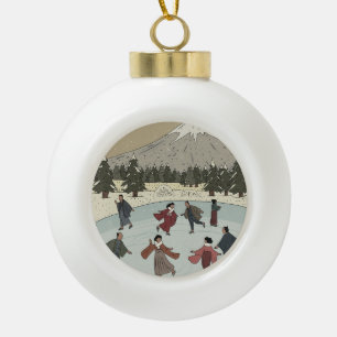 Seasonal Ice Skating Ceramic Ball Christmas Ornament
