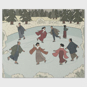 Seasonal Ice Skating Wrapping Paper